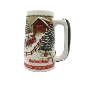 Vintage Budweiser Clydesdale Stein Mug Cup 20 oz Vintage 1984 Christmas Holiday